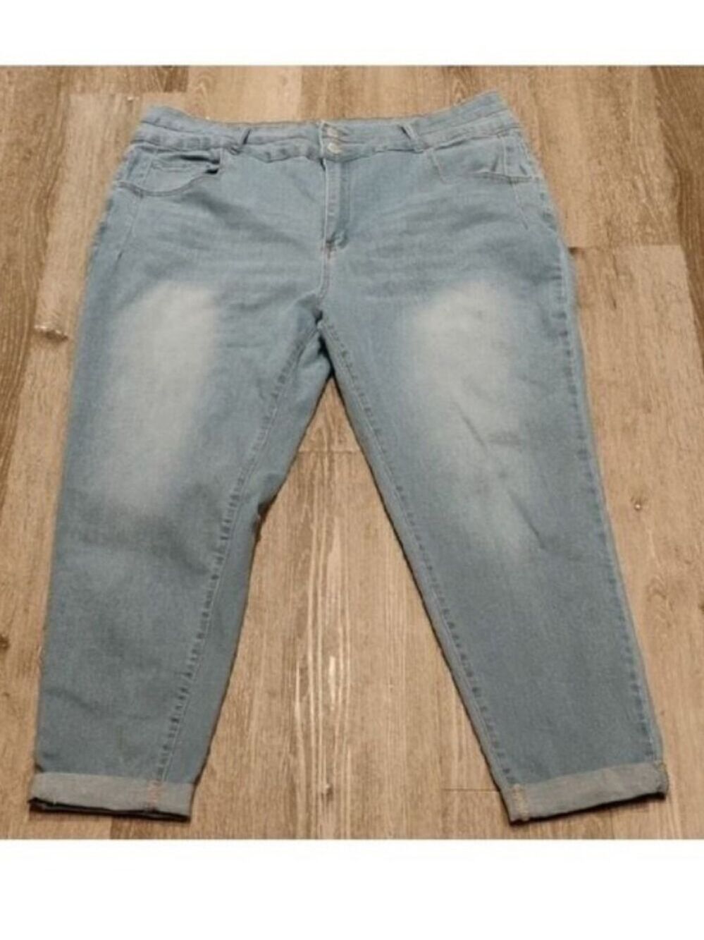 Light Blue Cropped Stretch Denim Shein Jeans